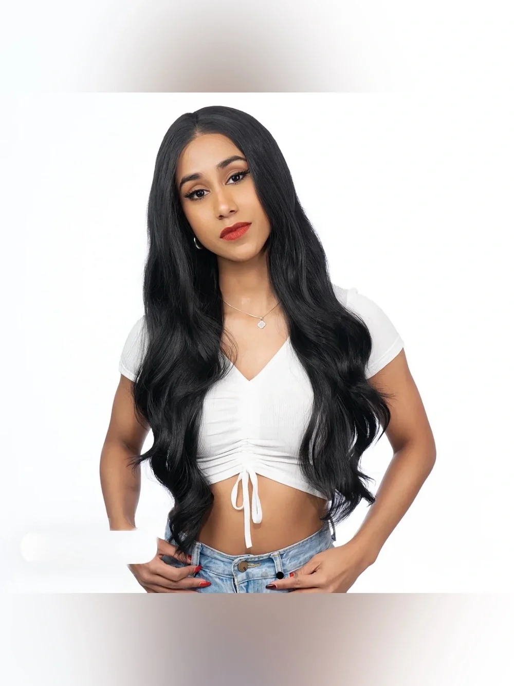 Black Long Wavy Women's Hair Extension / Wig - Sleek Natural Look